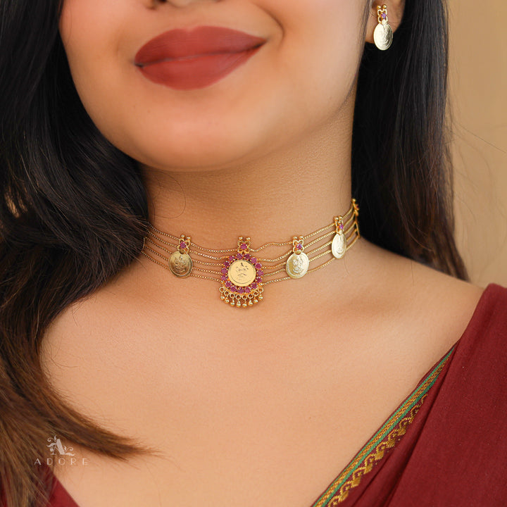Gitanjali 5 Layer Kashi Floral Choker With Earring
