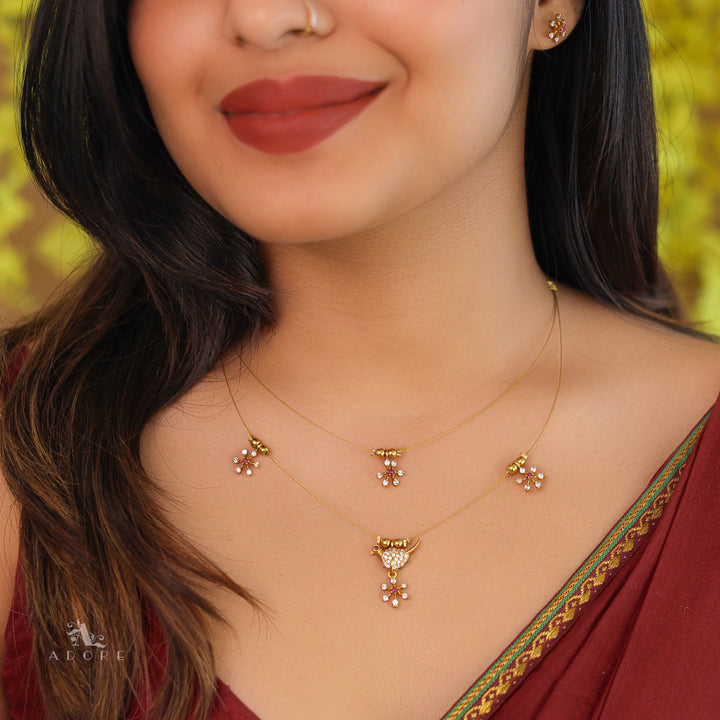 Janya Floral Bird 2 Layer String Neckpiece with Stud