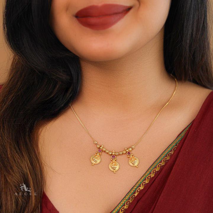 Eshwari Tri Devi Golden Ball Neckpiece