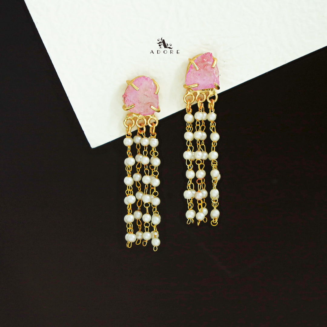 Abexa Dyed Stone Tassel Pearl Earring