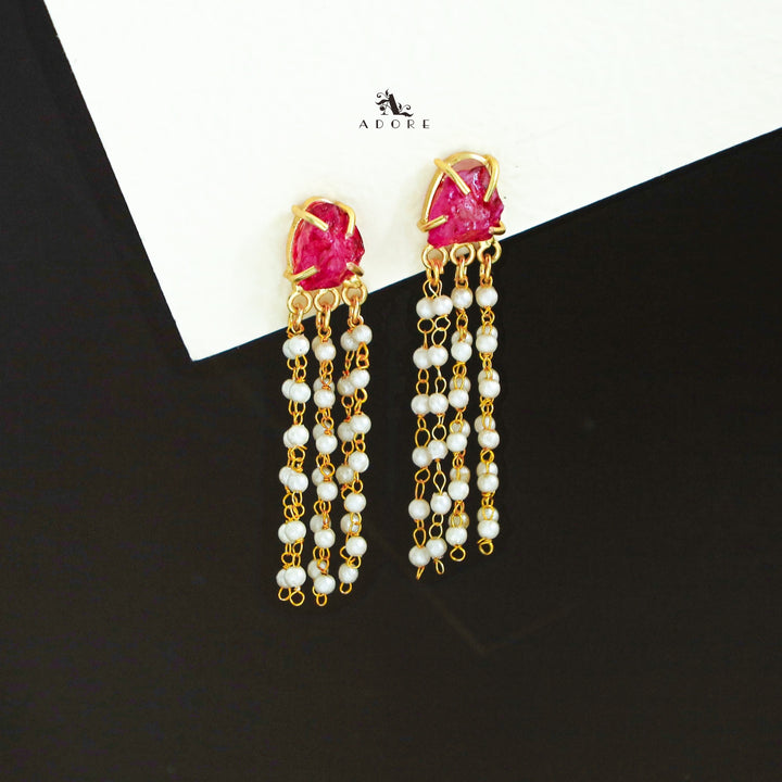 Abexa Dyed Stone Tassel Pearl Earring