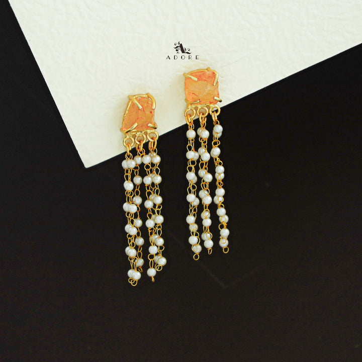 Abexa Dyed Stone Tassel Pearl Earring