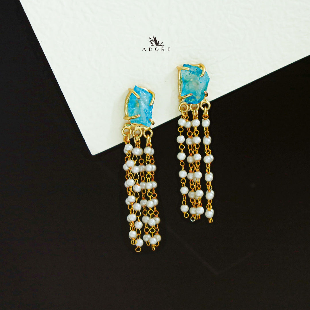 Abexa Dyed Stone Tassel Pearl Earring