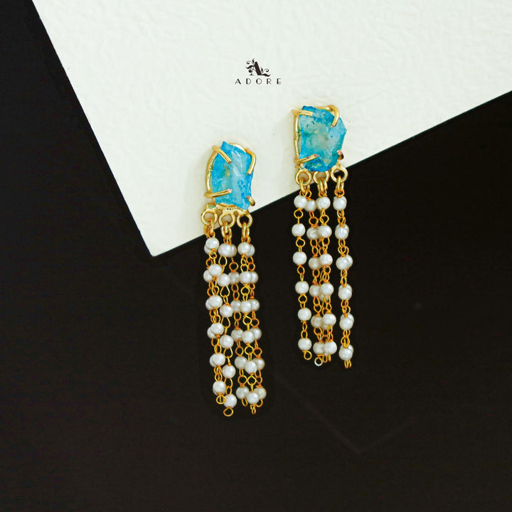 Abexa Dyed Stone Tassel Pearl Earring