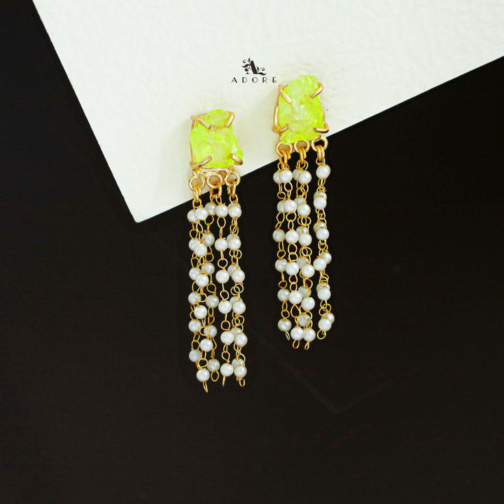 Abexa Dyed Stone Tassel Pearl Earring