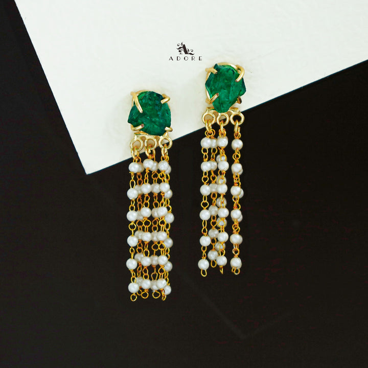 Abexa Dyed Stone Tassel Pearl Earring