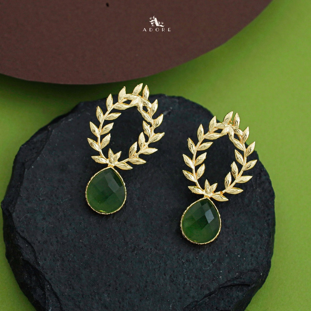 Golden Leafy Drop Earring