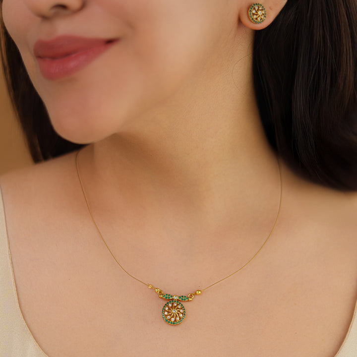 Mudra Circle String Neckpiece With Stud