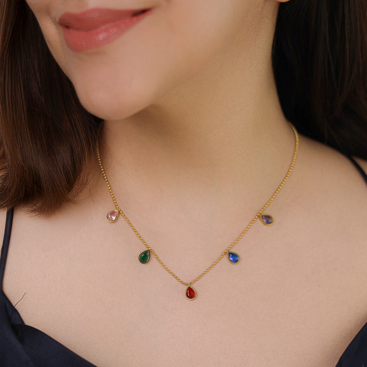 Sirin Raindrop Glossy Stone Neckpiece