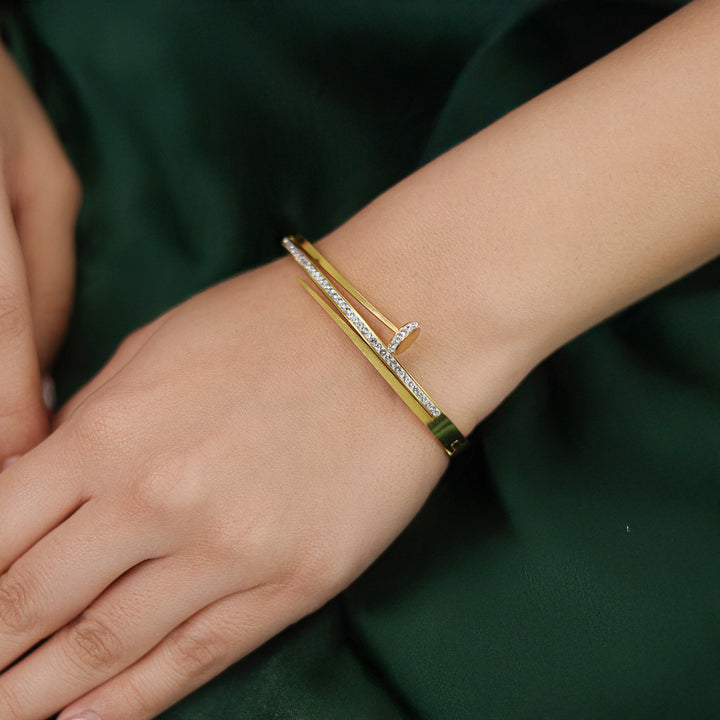 Carie Openable Nail Studded Bangle