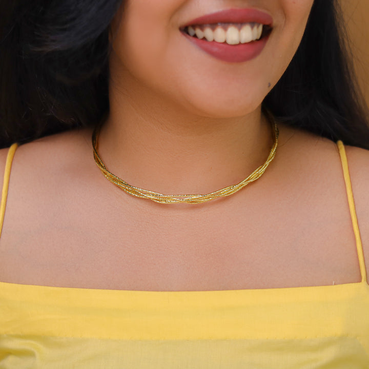 Golden Textured Penta Layer Neck Cuff