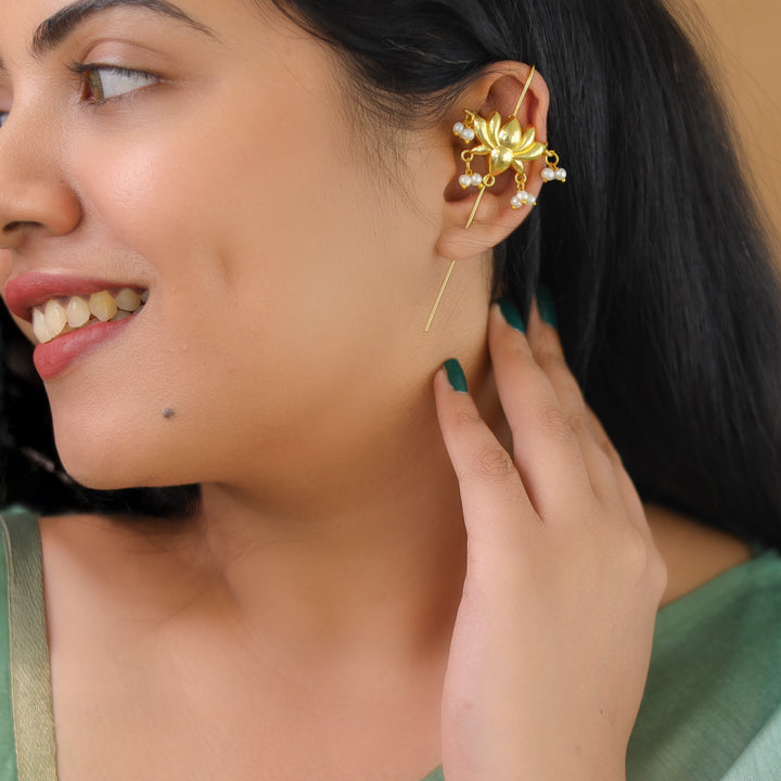 Srinika Lotus Pearl Ear-Cuff (Set Of 2)