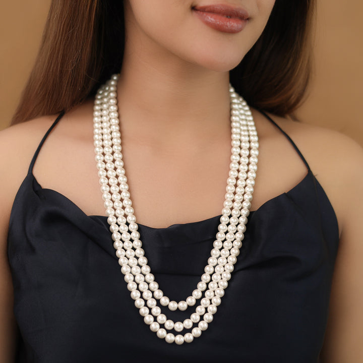 Nitha 3 Layer Pearl Long Neckpiece