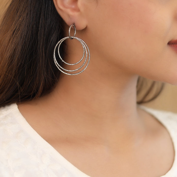 Textured 3 in 1 Circle Earring