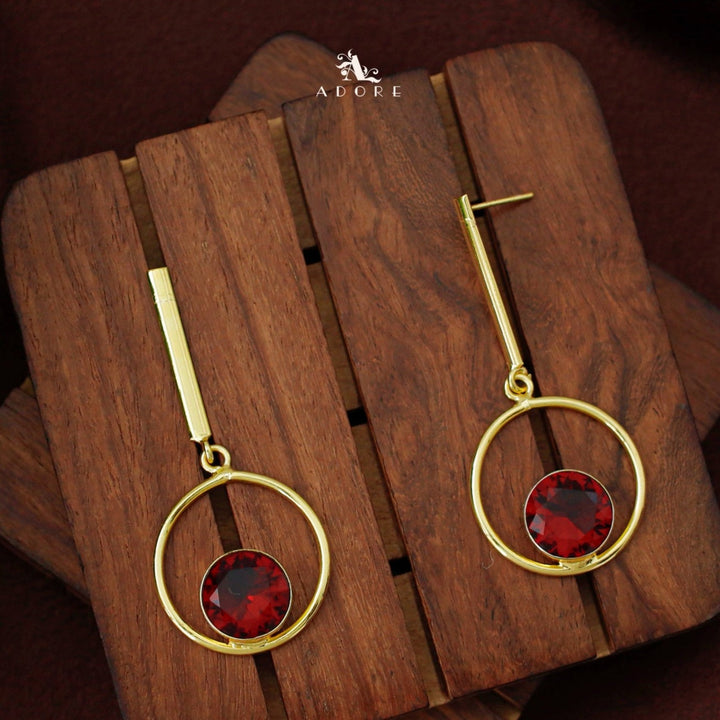 Rena Golden Dual Circle Glossy Stick Earring