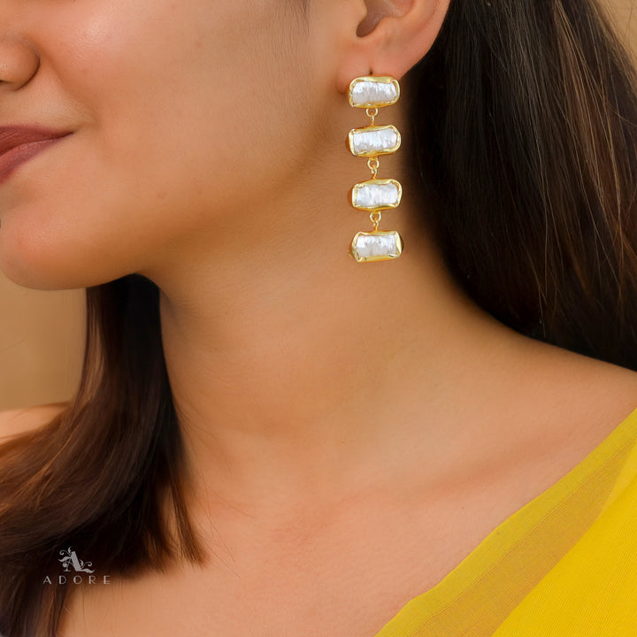 Miraya Golden Tetra Baroque Earring
