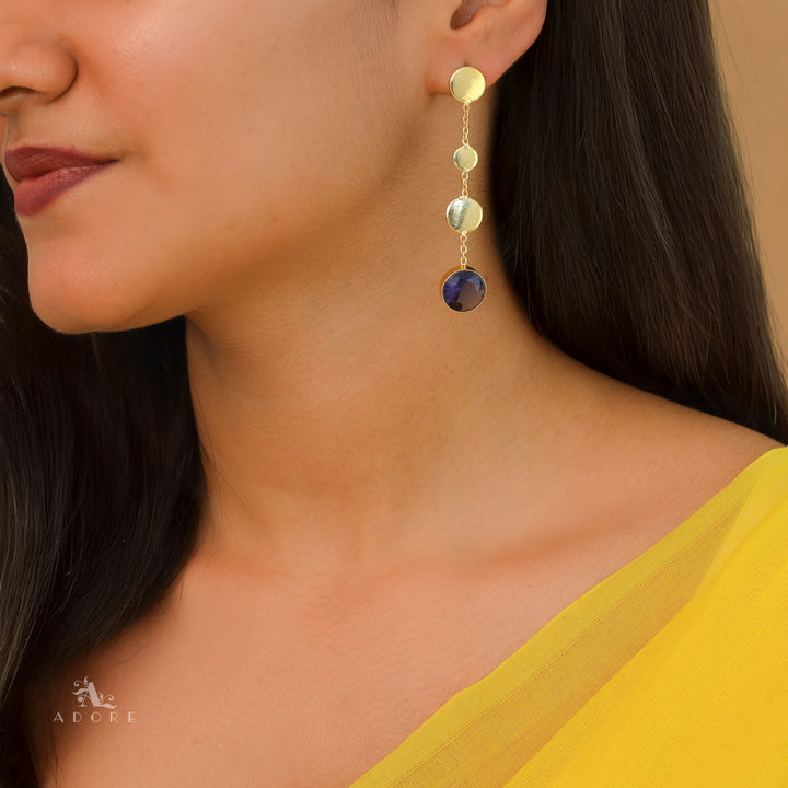 Golden Circle Chainy Glossy Stone Earring