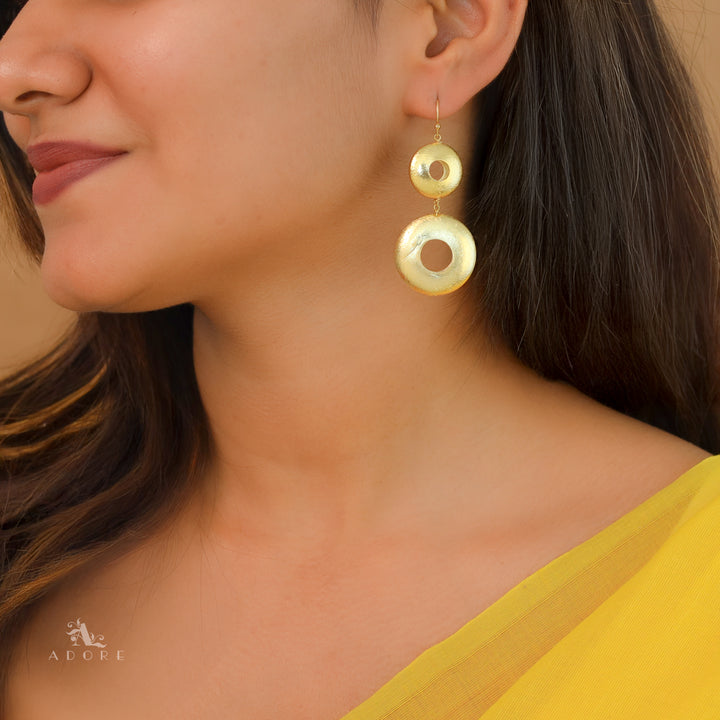 Ravyn Golden Textured Double Disc Drop