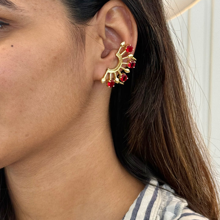 Elsie Half Circle Glossy Rays Ear-Cuff (Set Of 2)