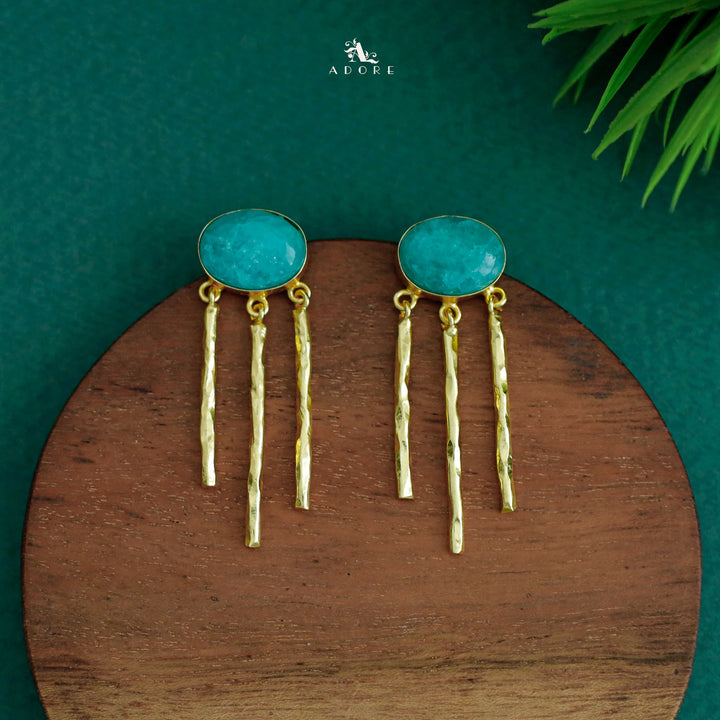 Isra Oval Golden Hammered Tri Sticky Earring