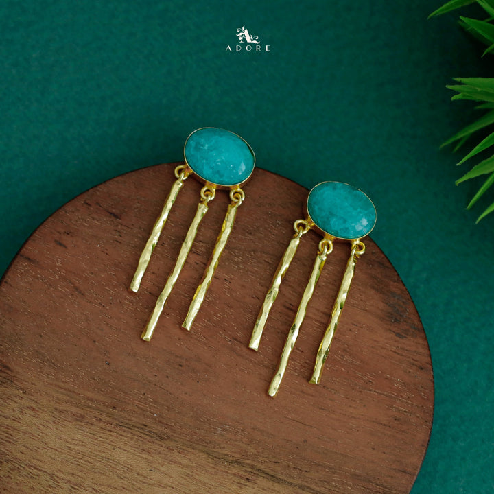 Isra Oval Golden Hammered Tri Sticky Earring