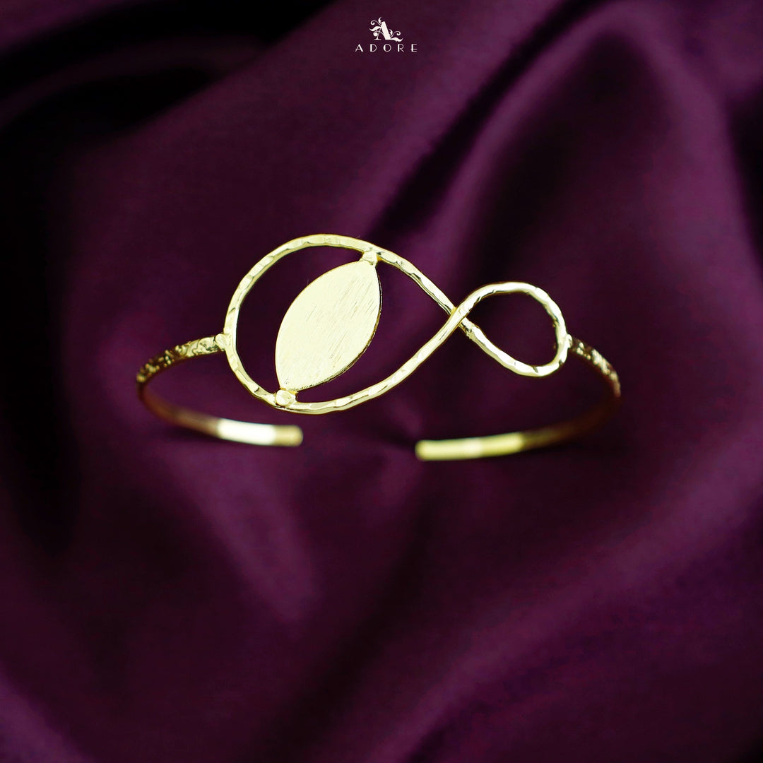 Golden Hammered Infinity Leafy Bangle