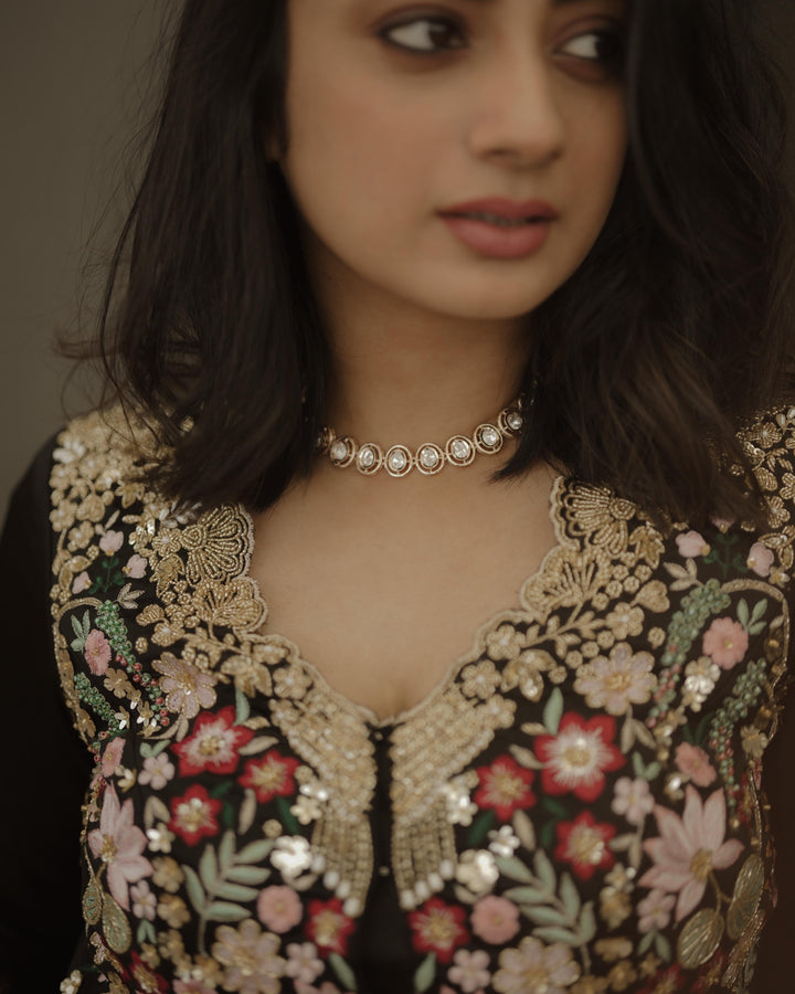 Vibhami Premium Polki Kundan Neckpiece with Earring