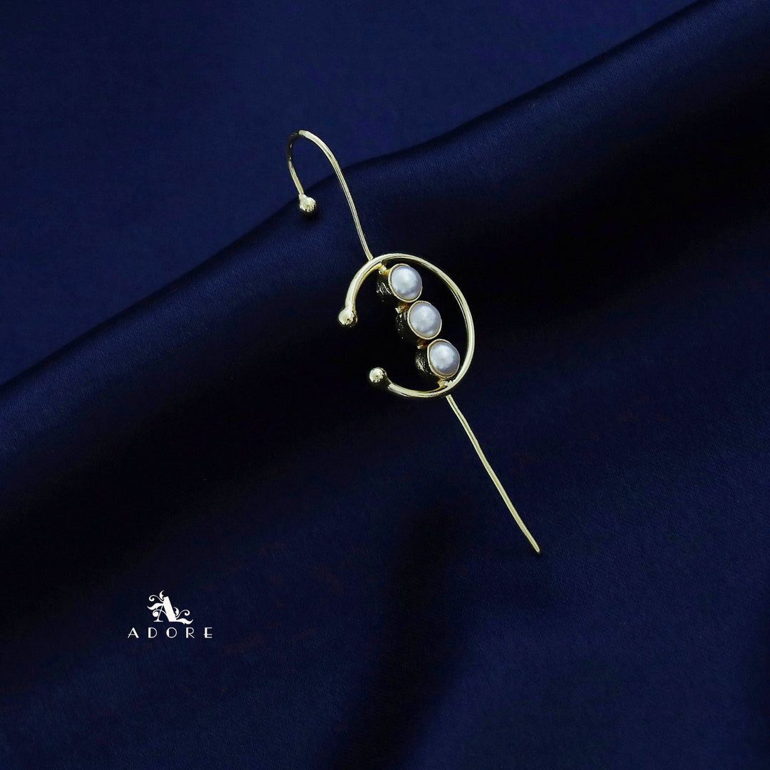 Tessia Golden Tri Pearl Ear-Cuff (Single Piece)