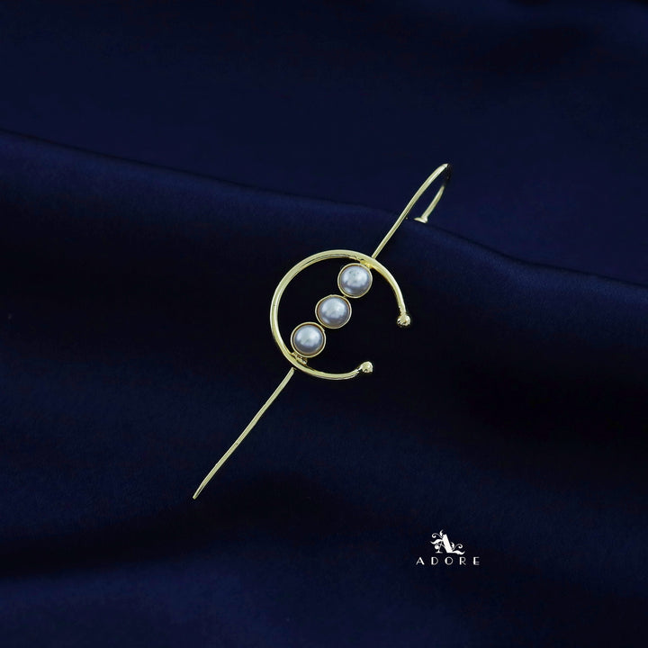 Tessia Golden Tri Pearl Ear-Cuff (Single Piece)