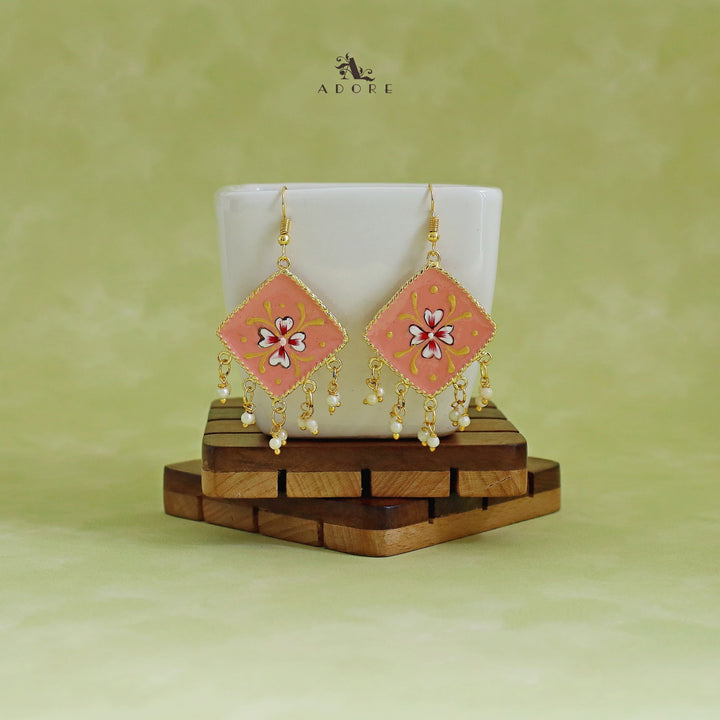 Hand Painted Diamond Pearl Drop