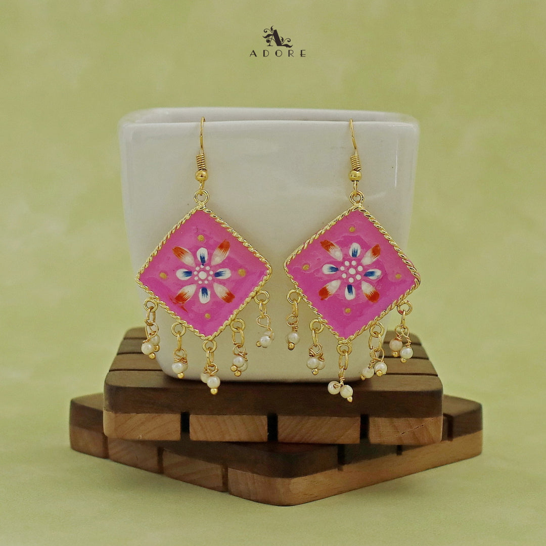 Hand Painted Diamond Pearl Drop