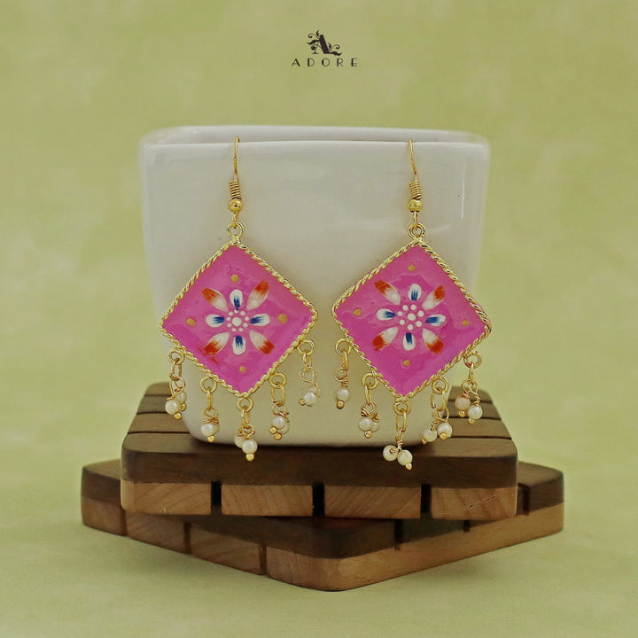 Hand Painted Diamond Pearl Drop