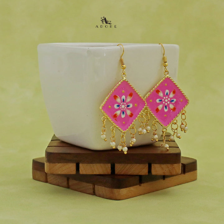 Hand Painted Diamond Pearl Drop