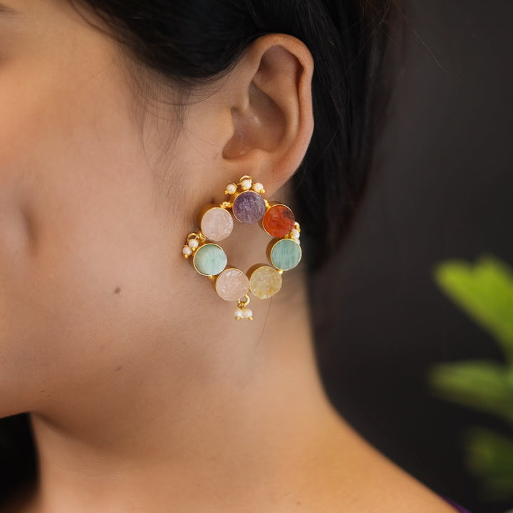 Pearly Odeliya Raw Stone Chakra Earring