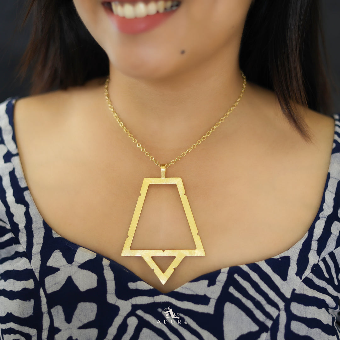 Multi Shape Golden Pendant Short Neckpiece