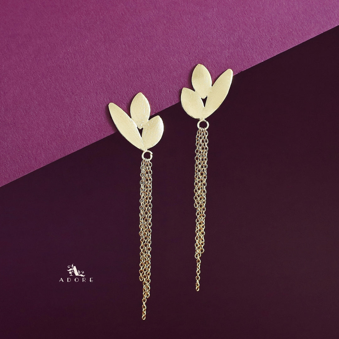 Golden Chain Hanging Leaf Earring
