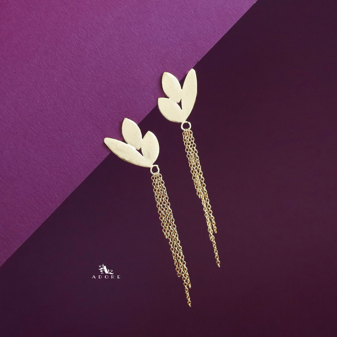 Golden Chain Hanging Leaf Earring