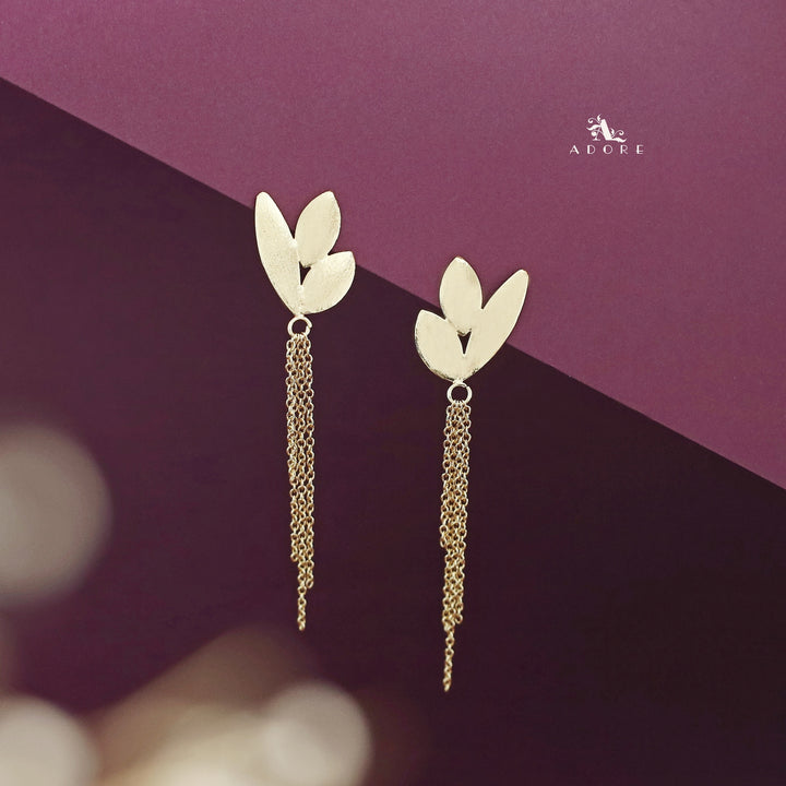 Golden Chain Hanging Leaf Earring