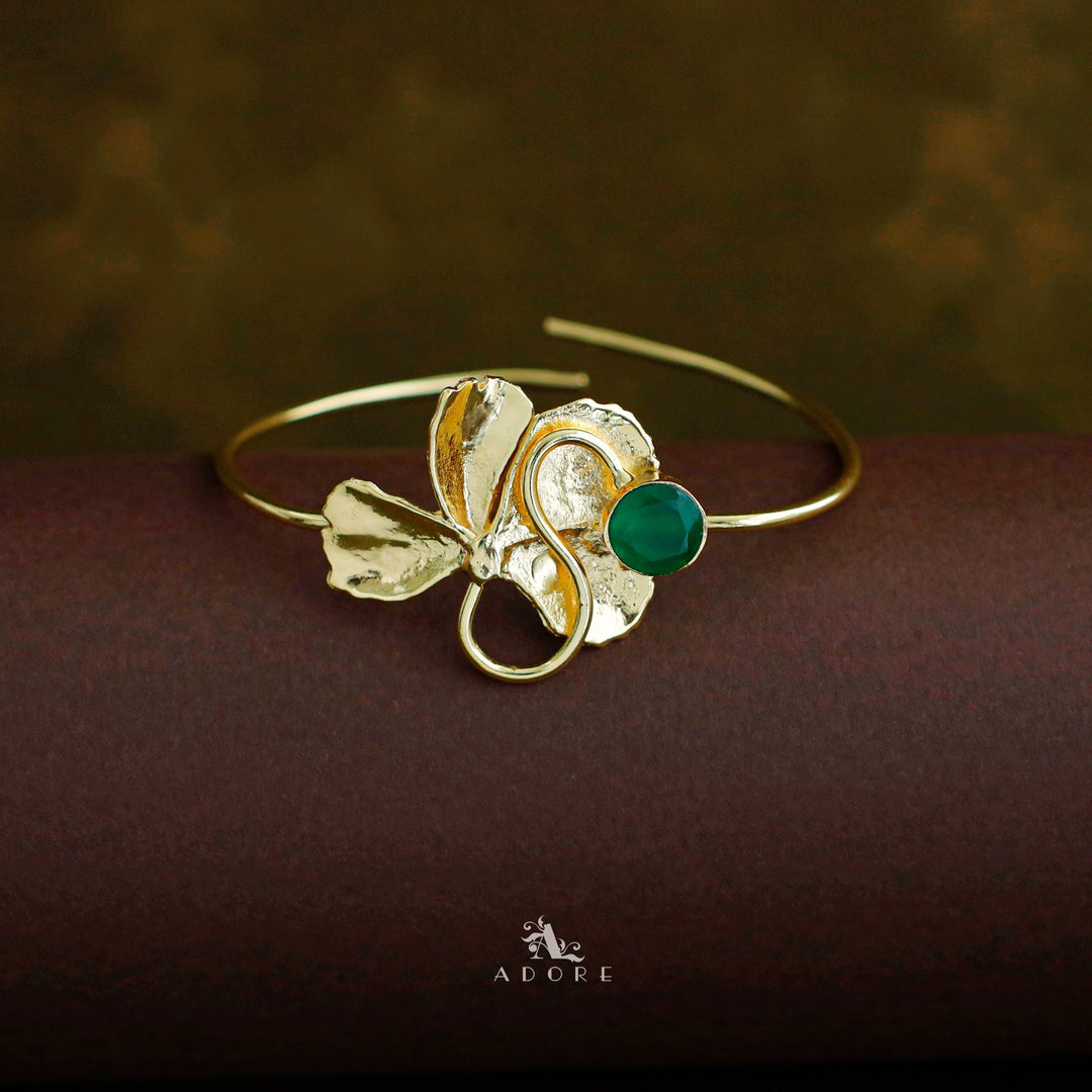 Nihara Golden Floral Leafy Bangle