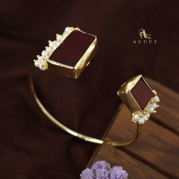 Caitlin Raw Stone Cluster Pearl Bangle