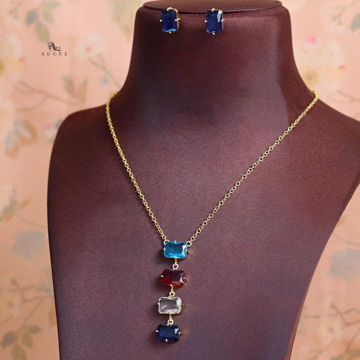 Marylin 4 Rectangle Glossy Claw Neckpiece with Earring