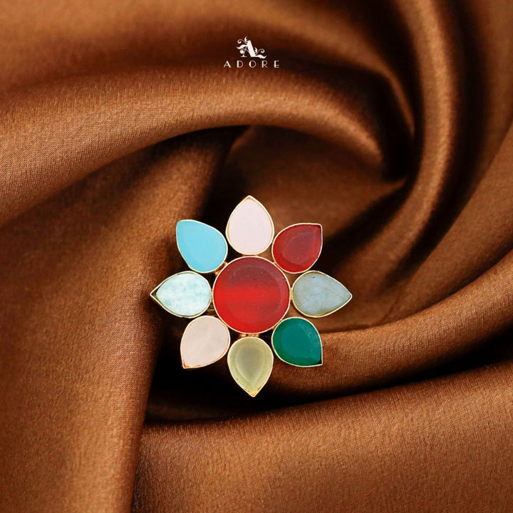 8 Petal Raw Stone Ring (Colour Option)