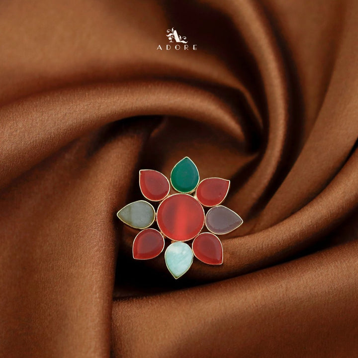 8 Petal Raw Stone Ring (Colour Option)