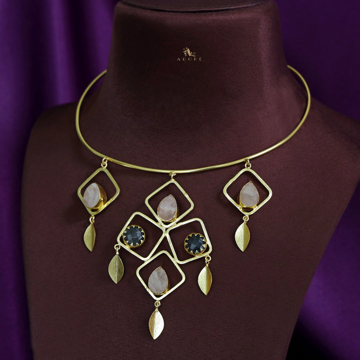 Golden Square Stack Dyed Stone Neck Cuff