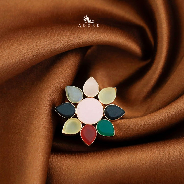 8 Petal Raw Stone Ring (Colour Option)