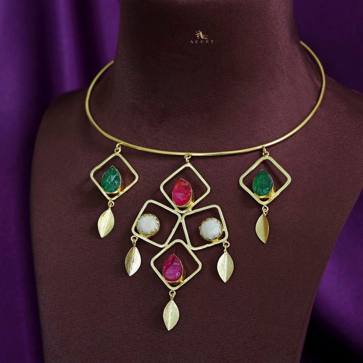 Golden Square Stack Dyed Stone Neck Cuff