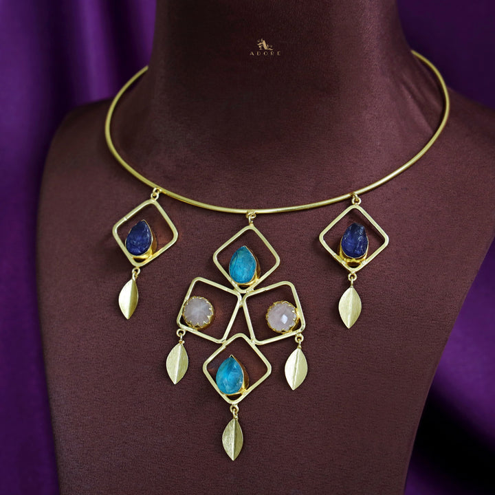 Golden Square Stack Dyed Stone Neck Cuff