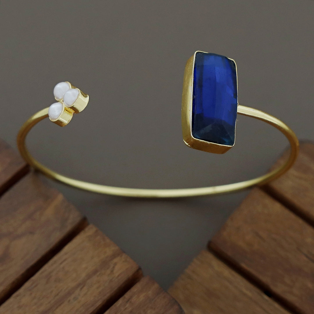 Tri Pearl Rectangle Magic Glossy Stone Bangle