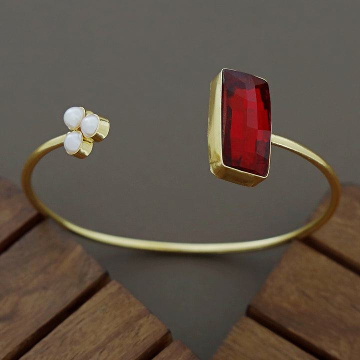 Tri Pearl Rectangle Magic Glossy Stone Bangle
