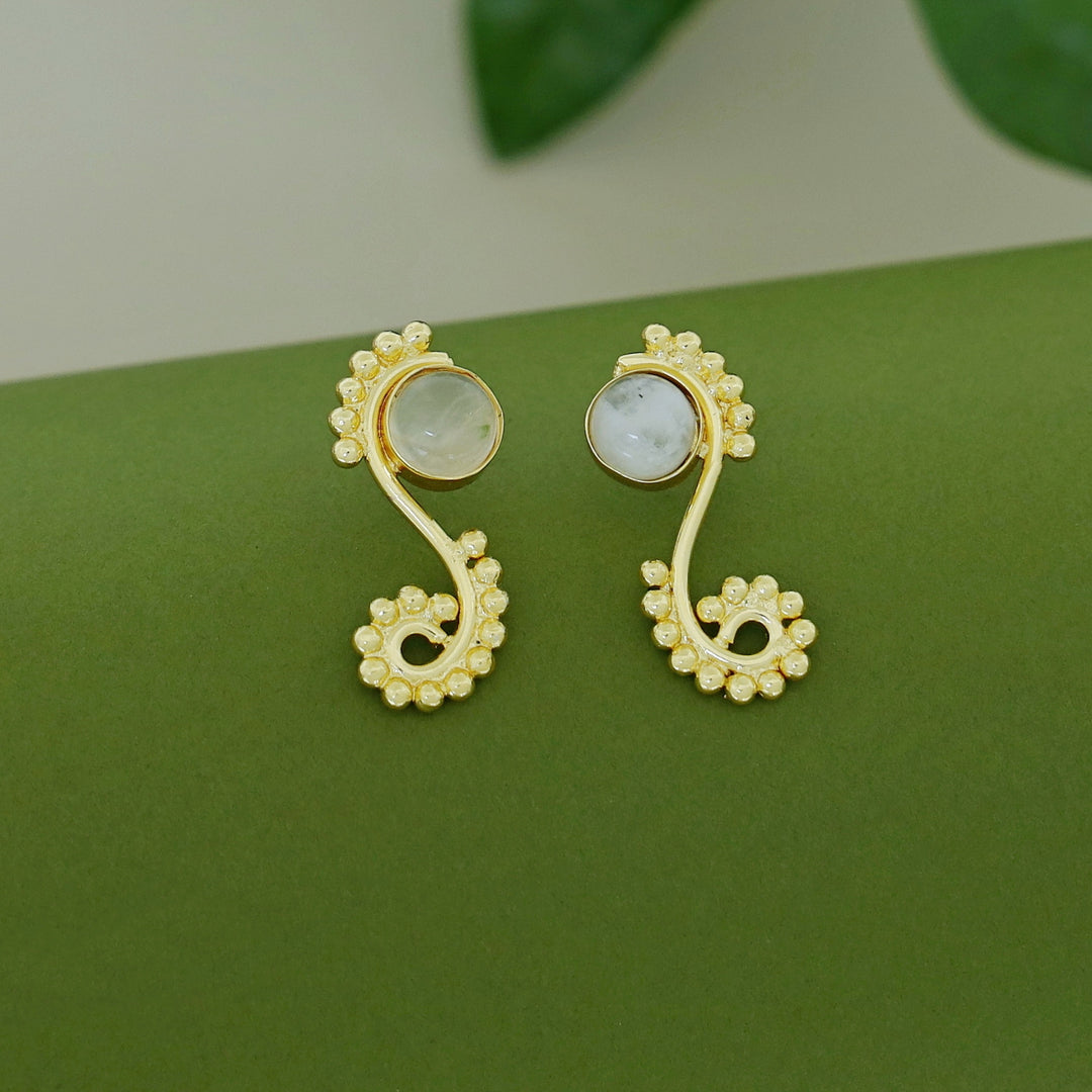 Janan Golden Ball Circle Natural Stone Earring